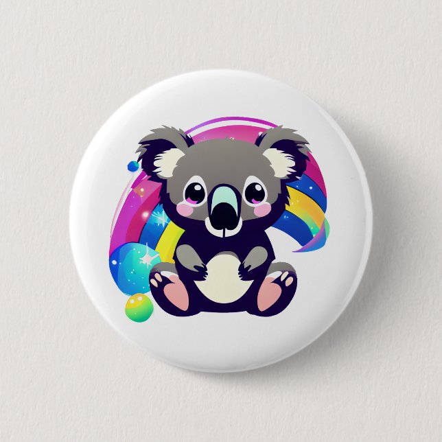 Cute Koala Bear and Rainbow  2 Inch Round Button (Front)