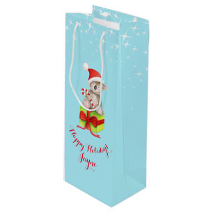 Cute koala bear art named christmas blue gift bag