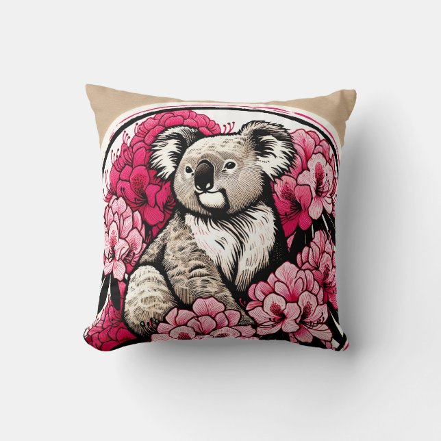Cute Koala Bear Artwork Fun Koalas art             Throw Pillow (Front)