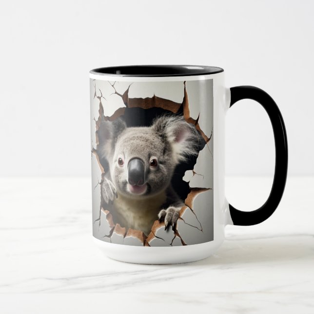 Cute koala Bear at in cracked wall Mug (Right)