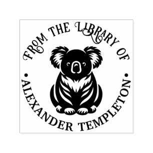 Cute Koala Bear Australia Library Book Name Self-inking Stamp