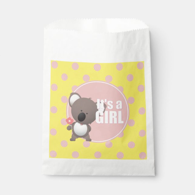 Cute Koala Bear Baby Girl Favour Bag (Front)