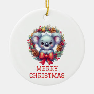Cute Koala Bear Christmas Ceramic Ornament