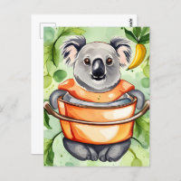 Cute Koala Bear cooking a dinner, Postcrossing