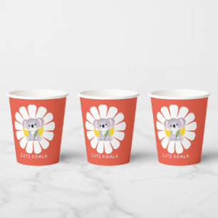 Cute koala Bear daisy flower Zoo Animal Love Paper Cups