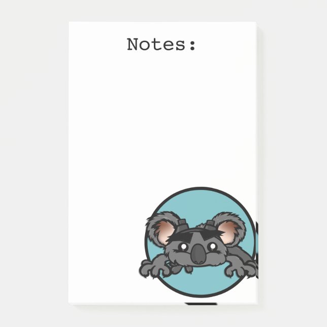 CUTE KOALA BEAR GRAPHIC POST-IT NOTEPAD (Front)