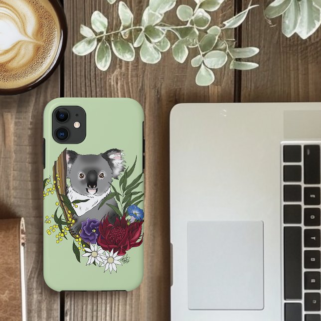 Cute Koala Bear Green Australian Wildlife Floral Case-Mate iPhone Case (Creator Uploaded)