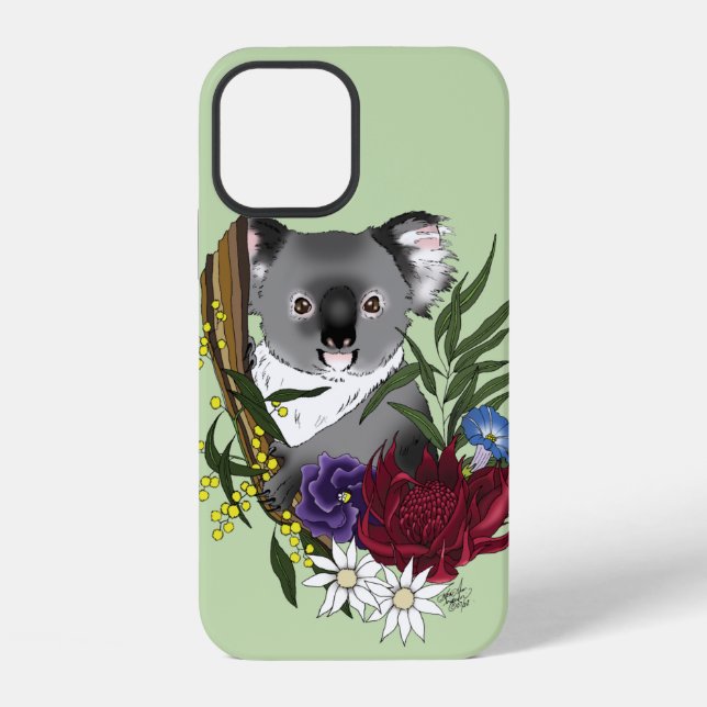 Cute Koala Bear Green Australian Wildlife Floral iPhone Case (Back)