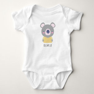 Cute Koala Bear Illustration - Customizable Name B Baby Bodysuit