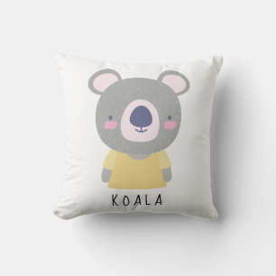 Cute Koala Bear Illustration - Customizable Throw Pillow