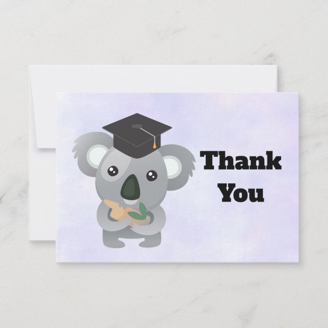 Cute Koala Bear in Graduation Cap Thank You Card (Front)
