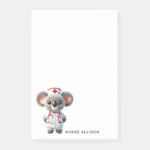 Cute Koala Bear Nurse Personalized 4x6 Post-it Notes