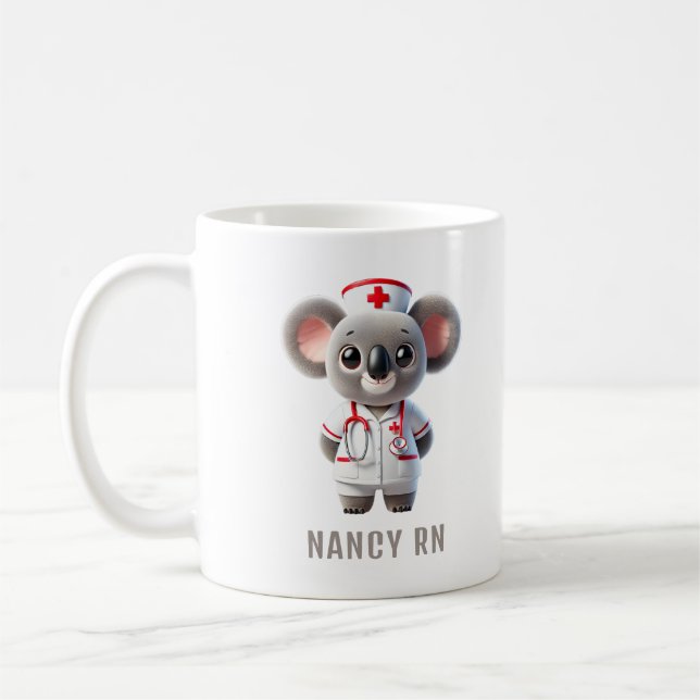 Cute Koala Bear Nurse Personalized Coffee Mug (Left)