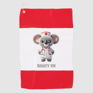Cute Koala Bear Nurse with Red Stethoscope Golf Towel