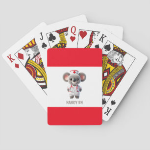 Cute Koala Bear Nurse with Red Stethoscope Playing Cards