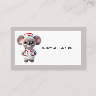 Cute Koala Bear Nurse with Stethoscope Tan Border Business Card