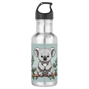 Cute koala bear on teal 532 ml water bottle
