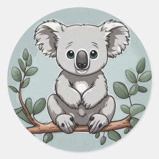 Cute koala bear on teal classic round sticker