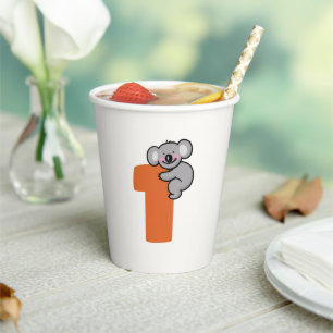 Cute Koala Bear One Sweet Year 1st Birthday Paper Cups