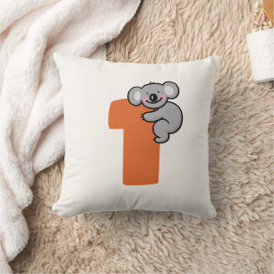 Cute Koala Bear One Sweet Year 1st Birthday Throw Pillow