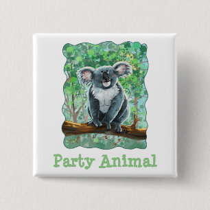 Cute Koala Bear Party Centre 2 Inch Square Button
