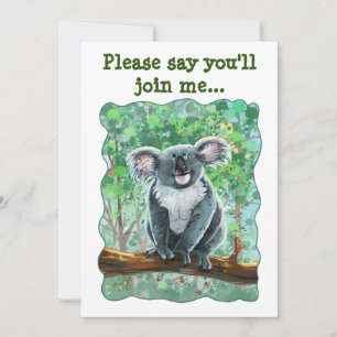 Cute Koala Bear Party Centre Invitation
