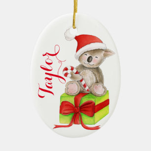 Cute koala bear personalized Christmas ornament