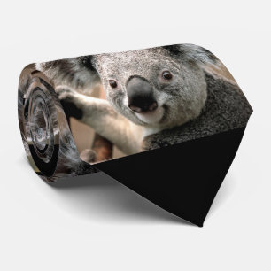 Cute Koala Bear Photo Tie (black background)