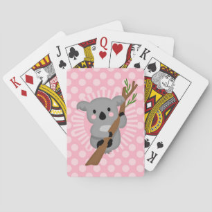 Cute Koala Bear - Pink Grey Girl Playing Cards