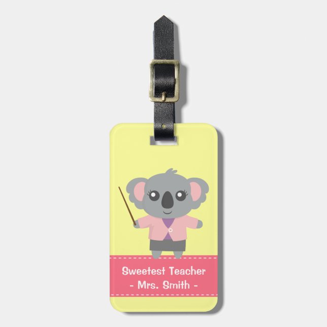 Cute Koala Bear Teacher Appreciation Personalized Luggage Tag (Front Vertical)