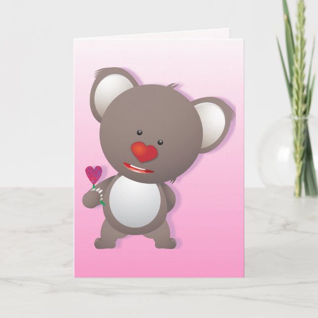 Cute Koala Bear Valentine Greeting Holiday Card (Front)