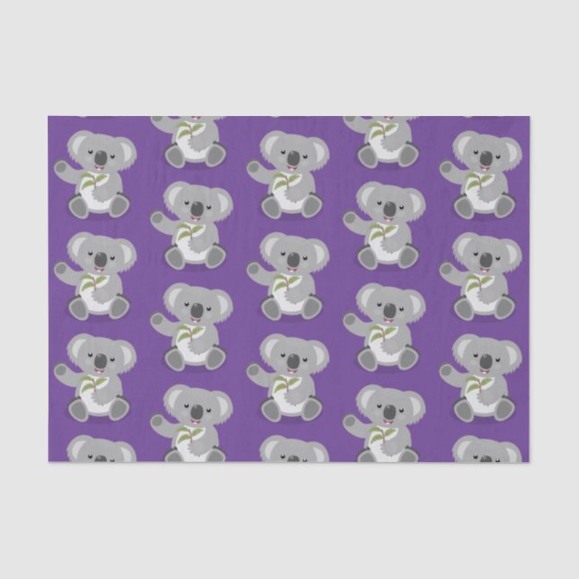 Cute koala bear with leaves cartoon illustration tissue paper (Front)