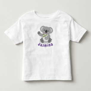 Cute koala bear with leaves cartoon illustration toddler t-shirt