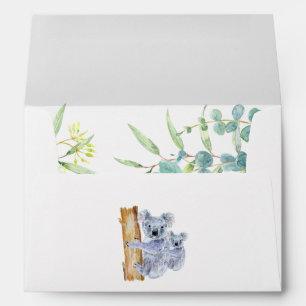 Cute Koala Bears Eucalyptus Leaves Baby Shower Envelope