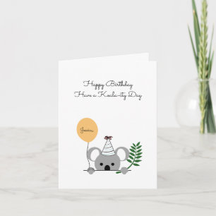 Cute koala Birthday Card - Custom text