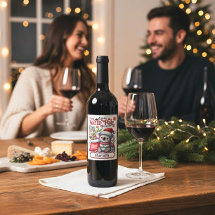 Cute Koala Chirstmas Personalized Name Wine Label