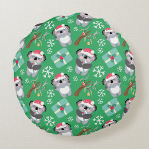 Cute Koala Christmas Round Pillow