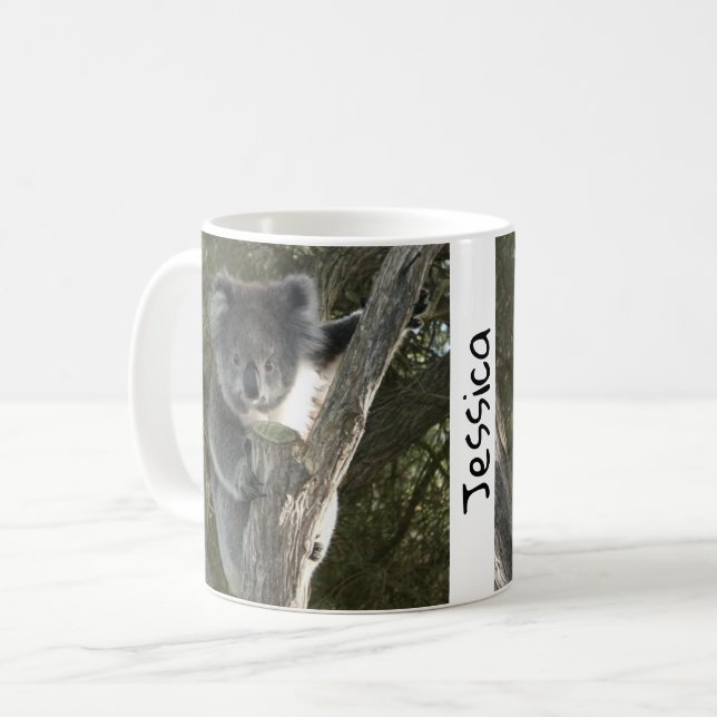 Cute Koala Climbing a Tree Coffee Mug (Front Left)