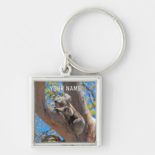 Cute Koala Climbing in a Tree Australia Keychain
