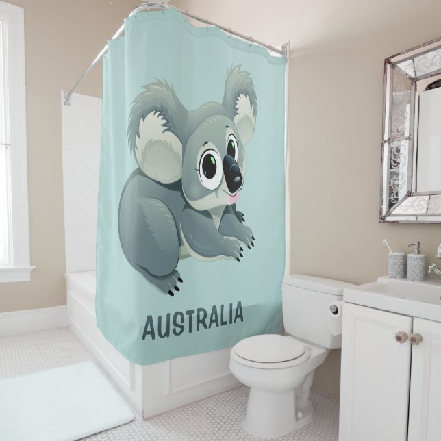Cute Koala custom text shower curtain (In Situ)