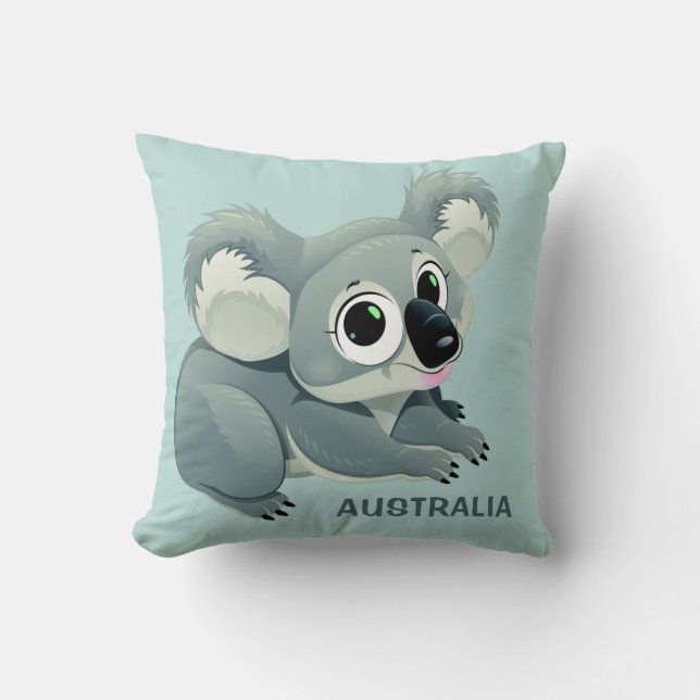 Cute Koala custom text throw pillows (Front)