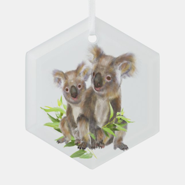 Cute Koala Cute Australian Bears Animal Fun Glass Ornament (Front)