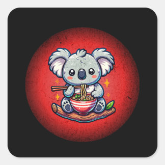 Cute Koala eating Ramen Square Sticker