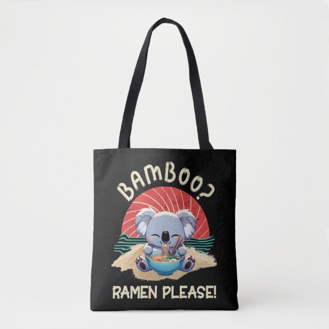 Cute Koala eating Ramen Vintage Sunshine Tote Bag (Front)