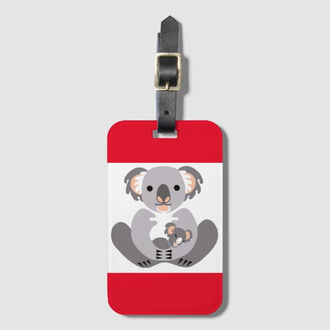  Cute  KOALA -Endangered animal -Marsupial -Red Luggage Tag (Front Vertical)
