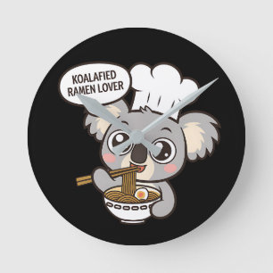 Cute Koala enjoying Ramen Round Clock