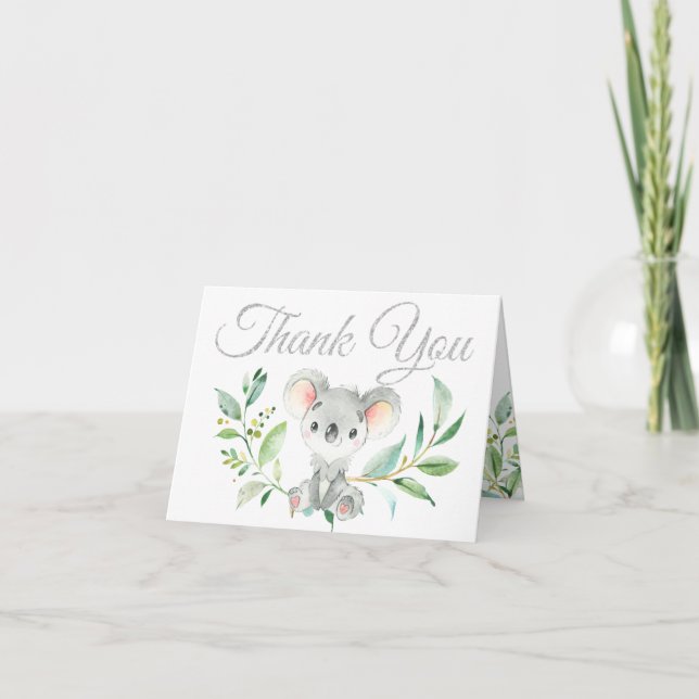 Cute Koala et Eucalyptus Baby shower Merci (Devant)