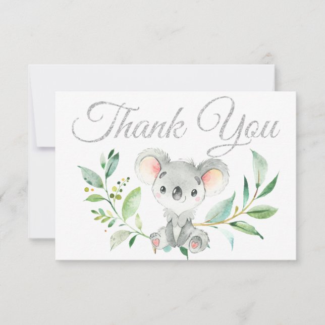 Cute Koala et Eucalyptus Baby shower Merci (Devant)