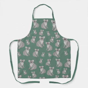 Cute Koala Eucalyptus Green Pattern Apron