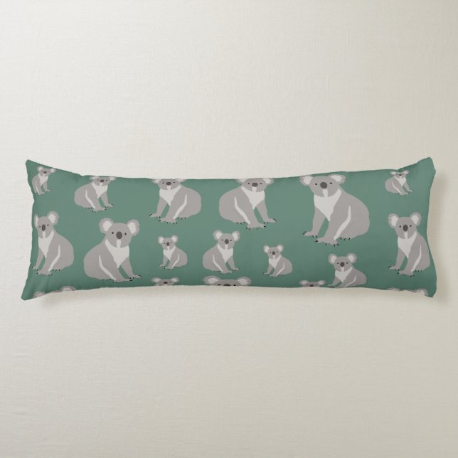 Cute Koala Eucalyptus Green Pattern Body Pillow (Front)